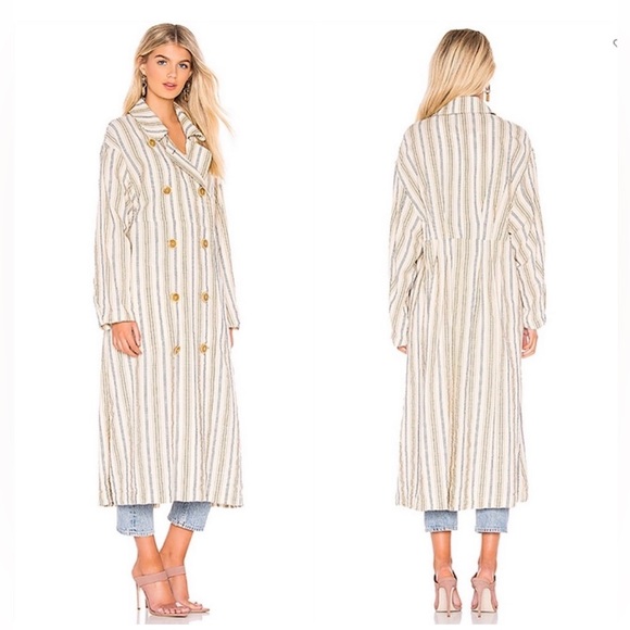 FREE PEOPLE SWEET MELODY STRIPE DUSTER TRENCH COAT - Picture 1 of 3